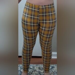 Women's Yellow Plaid Leggings